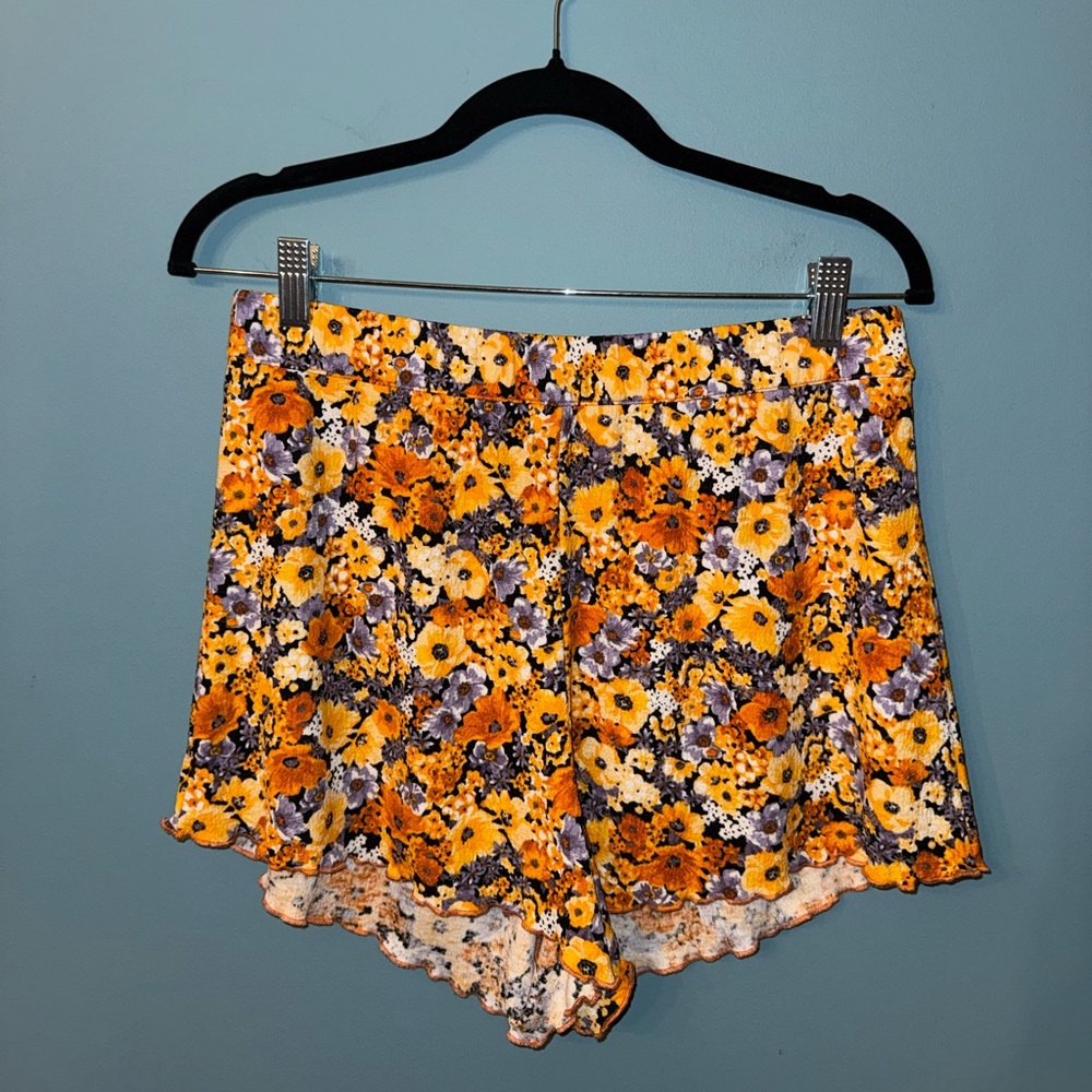 H&M Divided Orange Floral Shorts with Purple Accents - Picture 2 of 4